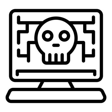Siber suç ikonu ana hatları vektörü. Veri korsanı. İnternet dolandırıcılığı