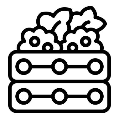 Üzüm kutusu simgesi ana hatları vektörü. Şarap mahzeni. Yemek Şaraphanesi