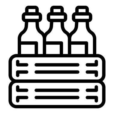 Şaraphane kutusu ikonu ana hatları vektörü. Şarap mahzeni. Şişe yiyecek.