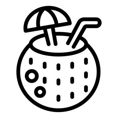 Yaz kokteyli ikonu ana hatları vektörü. Vites küçültüyor. Seyahat işi