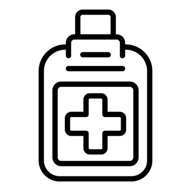 Tıbbi kimlik kartı simgesi ana hat vektörü. İlaç pamuğu. Sağlık hizmetleri
