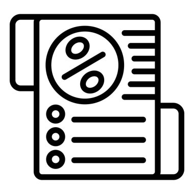 Yüzde satış ikonu ana hatları vektörü. Finansal okuryazarlık. Para Bankası