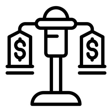 Ekonomik denge ikonu ana hat vektörü. Finansal okuryazarlık. İş bankası