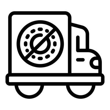 Kamyon ikonu dezenfekte çizgisi vektörü. Temiz şişe. Sabun deterjanı.