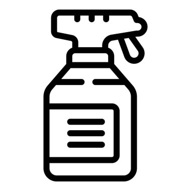 Temiz sprey ikonu ana hatları vektörü. Dezenfekte şişesi. Sıvıyı yıka