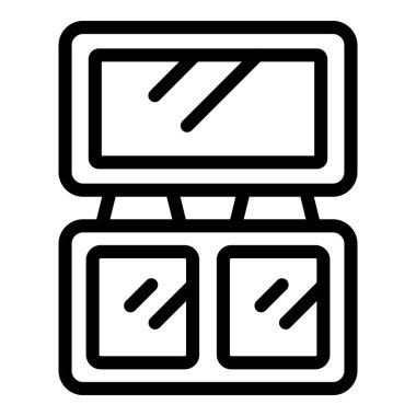 Kozmetik makyaj ikonu ana hatları vektörü. Kozmetik ayna. Dikkat moda.