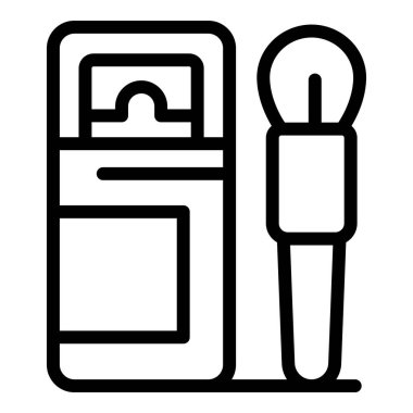 Cilt makyaj fırçası ikonu ana hatları vektörü. Moda tozu. Krem Kozmetik