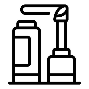 Moda araçları simgesi ana hatları vektörü. Makyaj güzeli. Krem Kozmetik