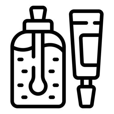 Kozmetik indirme ikonu ana hatları vektörü. Pudra makyajı. Lehçe