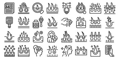 Trikoloğun ikonları ana hatları belirler. Tıbbi saç. Klinik tedavi