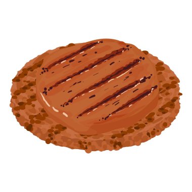 Grilled meat icon isometric vector. Fried burger patty on fried piece of meat. Protein product, junk food