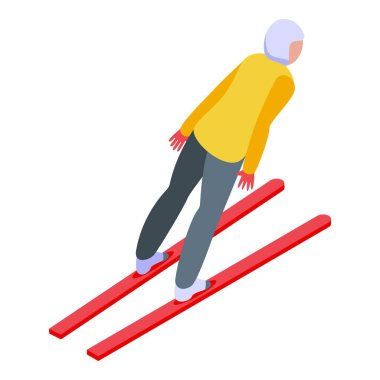 Skier jumper icon isometric vector. Ski jump. Winter sport
