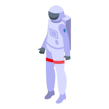 Astronaut colony icon isometric vector. Space colonization. Robot building