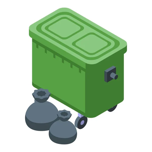 Ikon Kotak Sampah Vektor Isometrik Tempat Sampah Sampah Plastik - Stok Vektor