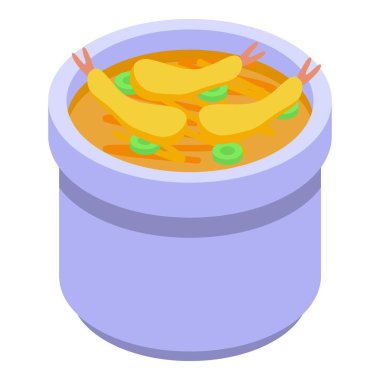 Soup tempura icon isometric vector. Fried shrimp. Seafood dish