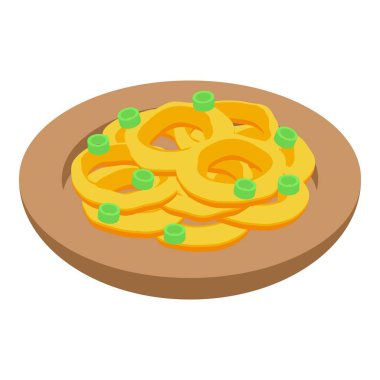 Tempura pasta icon isometric vector. Fried shrimp. Food meat