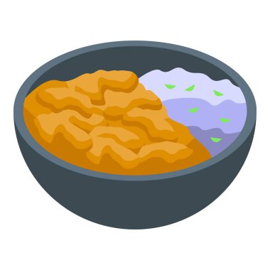 Rice seafood icon isometric vector. Fried tempura. Food dish