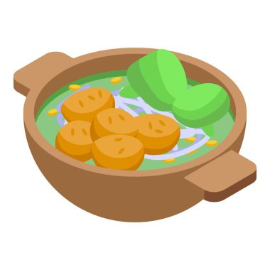 Japanese soup icon isometric vector. Japan food. Rice menu