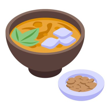 Japan nut soup icon isometric vector. Japanese food. Asian plate