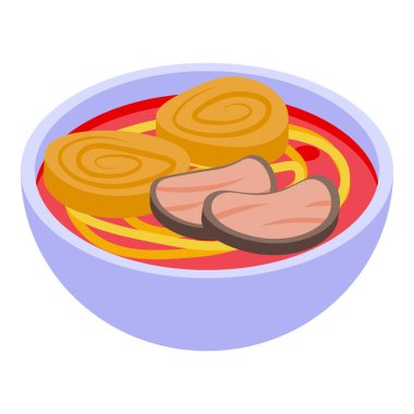 Red ramen soup icon isometric vector. Japanese food. Cuisine restaurant