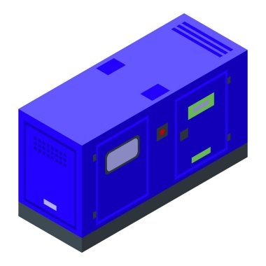 Blue generator icon isometric vector. Power energy. Industrial engine