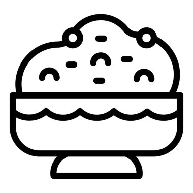 Hummus bread icon outline vector. Paste spread. Plate tahini