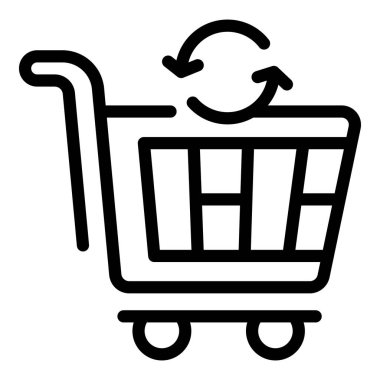 Return shop cart icon outline vector. Delivery box. Package product