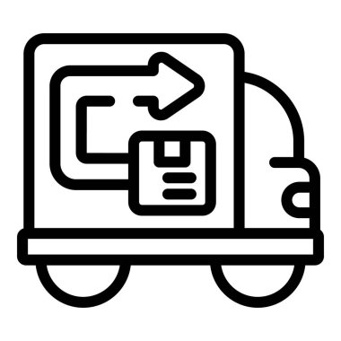 Truck return product icon outline vector. Box shipment. Service delivery