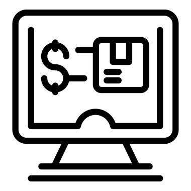 Pay monitor icon outline vector. Return service. Change goods