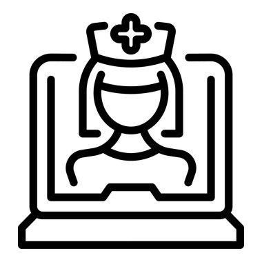 Online video call icon outline vector. Emergency room. Doctor help