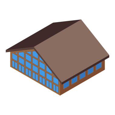 Yüzme kampı ikonu izometrik vektörü. Yazlık çocuk. Eğlence parkı