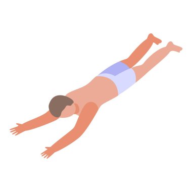 Eğlenceli yüzme ikonu izometrik vektörü. Su sahili. Tatil oyunu