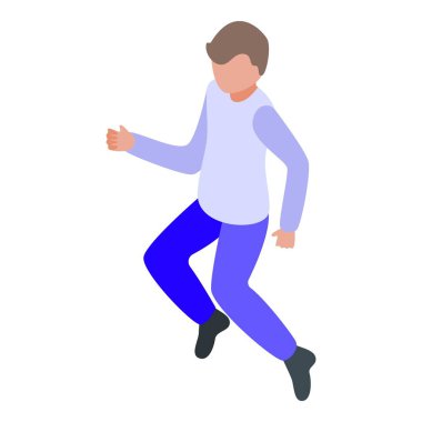 Sıçrayan otistik çocuk ikon izometrik vektörü. Çocuk zihni. Sağlık Hastalığı