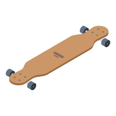 Uzun tahta ekipman ikonu izometrik vektörü. Retro tahtası. Kaykay güvertesi