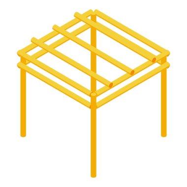 Pergola tasarım ikonu izometrik vektörü. Ev yapımı. Ahşap bahçe