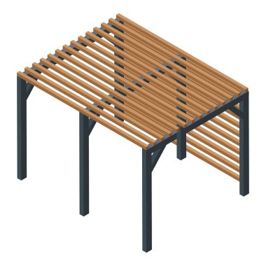 Bahçe pergola ikonu izometrik vektörü. Ev mimarisi. Orman yazı