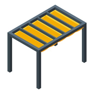 Pergola çatı ikonu izometrik vektörü. Ev yapımı. Ahşap dizayn