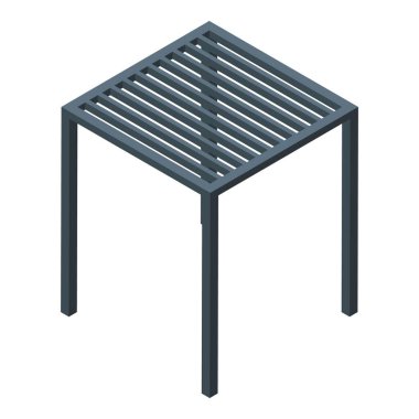 Pergola ikon izometrik vektörünü çerçevele. Ev binası. Park çatısı