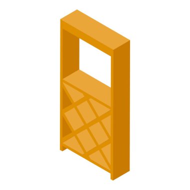 Ahşap şarap mahzeni ikonu izometrik vektörü. Fıçı. Sarmaşık şişesi