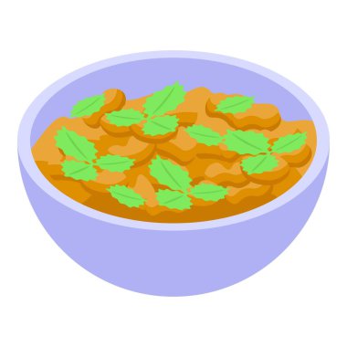 Ayurvedik diyet fındık ikonu izometrik vektörü. Yemek yemek. Organik doğal.