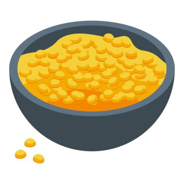 Ayurvedik diyet kase ikonu izometrik vektörü. Yemek yemek. Yemek pişiriyorum.