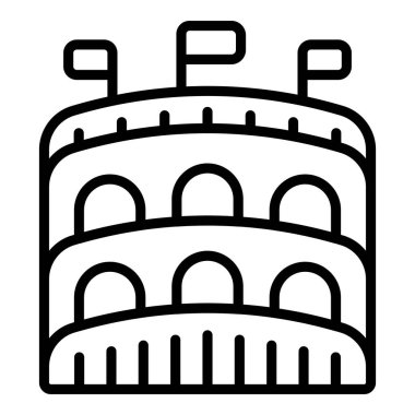 Gladyatör amfitiyatro ikonu ana hatları vektörü. Eski bir bina. Eski stadyum