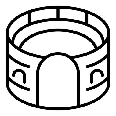 Kültür amfitiyatro ikonu ana hatları vektörü. Salon turizmi. Şehir sahnesi