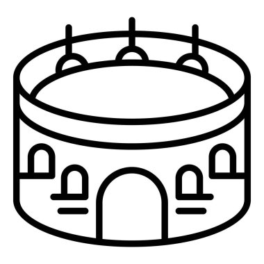 Sahne amfi tiyatro ikonu ana hatları vektörü. Çalışma sınıfında. Şehir haritası