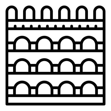 Harita amfitiyatro ikonu ana hat vektörü. Çalışma sınıfında. Şehir sahnesi