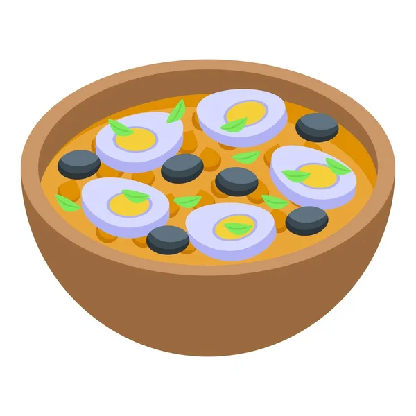 Portuguese Egg Soup Icon Isometric Vector Cod Food Meal Menu — стоковий вектор