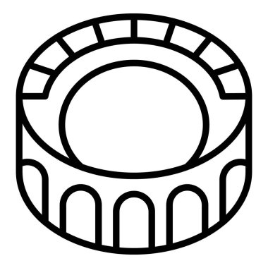 Amfitiyatro ikonu ana hatlarını çember şeklinde çiz. Mimarlık. İş stadyumu