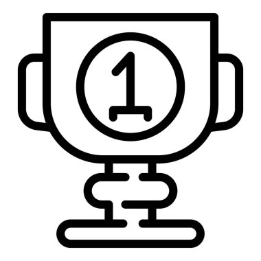 Spor kupası ikonu ana hatları vektörü. Kazanan ödül. Yıldız ödülü