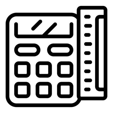 Mühendis fabrikası hesap makinesi ikon ana hatları vektörü. Endüstri işi. İşçi makineleri