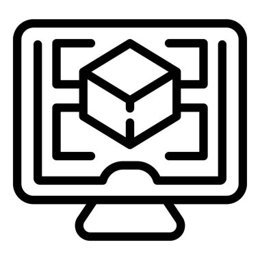 Bilgisayar mühendisi ikon ana hatları vektörü. Sanayi fabrikası. İşçi süreci